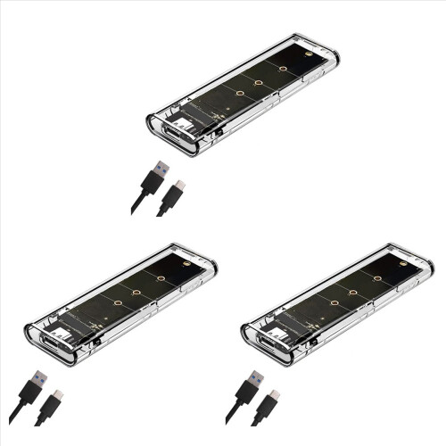 3X M.2 NGFF Dual Protocol SSD Case USB Type C 10Gbps PCI-E M2 Transpar