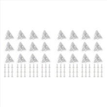 24Pcs Acrylic Corner Brackets with Semitransparent Screws Clear 3-Hole