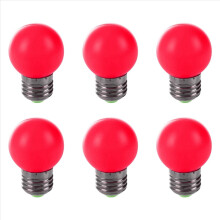 6X E27 LED Light Warm Red Bulb Plastic (0.5W Power, Red)