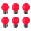 6X E27 LED Light Warm Red Bulb Plastic (0.5W Power, Red) 1