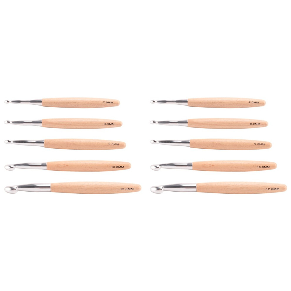 10X Big Crochet Hooks Set With Beech Wood Handle, For Chunky Yarn, Siz 4851296922639