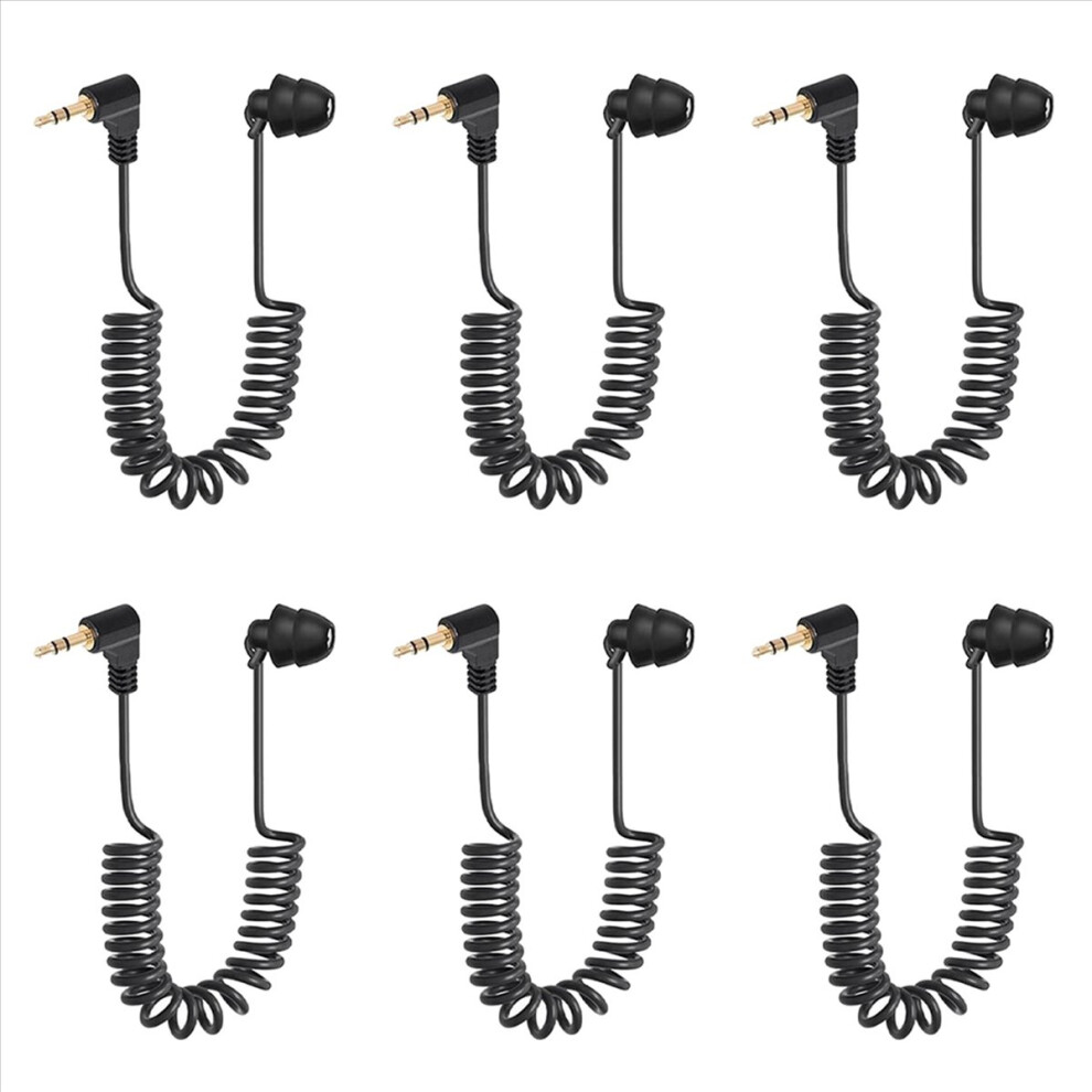 6Pcs 3.5Mm Spring Earphones Single Side Headphones Earbuds Wired Heads 4851296922653