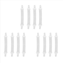 Conjunto de 12 prendedores elásticos brancos para colchão e lençol.