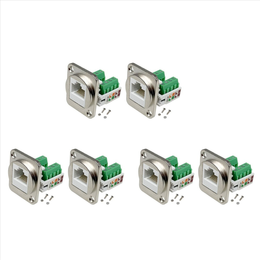 6Pcs Rj45 Panel Mount Screw Terminal Adapter, Rj45/8P8c Female Connect 4851296921960