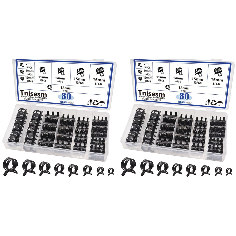160Pcs Spring Band Hose Clamps Assortment Kits Silicone Vacuum Pipe Cl 4851296928839