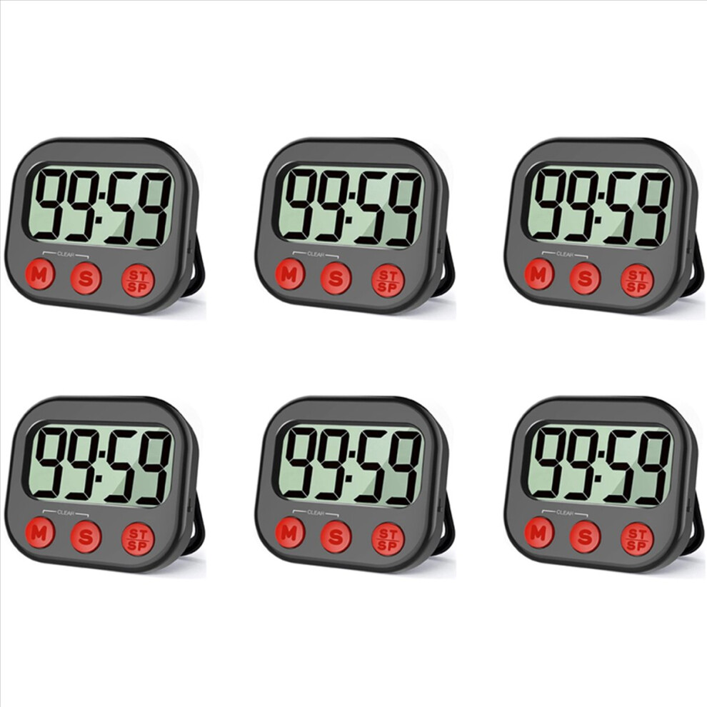 6X Kitchen Timer, Digital Visual Timer Magnetic Clock Stopwatch Countd