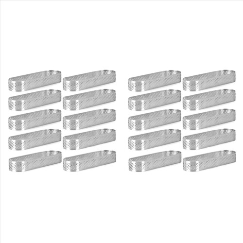 20er-Pack ovale Tarteringe, perforierte Backringe, Gebäckringe, Edelstahl