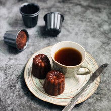 Canele Mold, Cannele Muffin Cup, 12Pcs Non-Stick Mould Gray-Black Cann