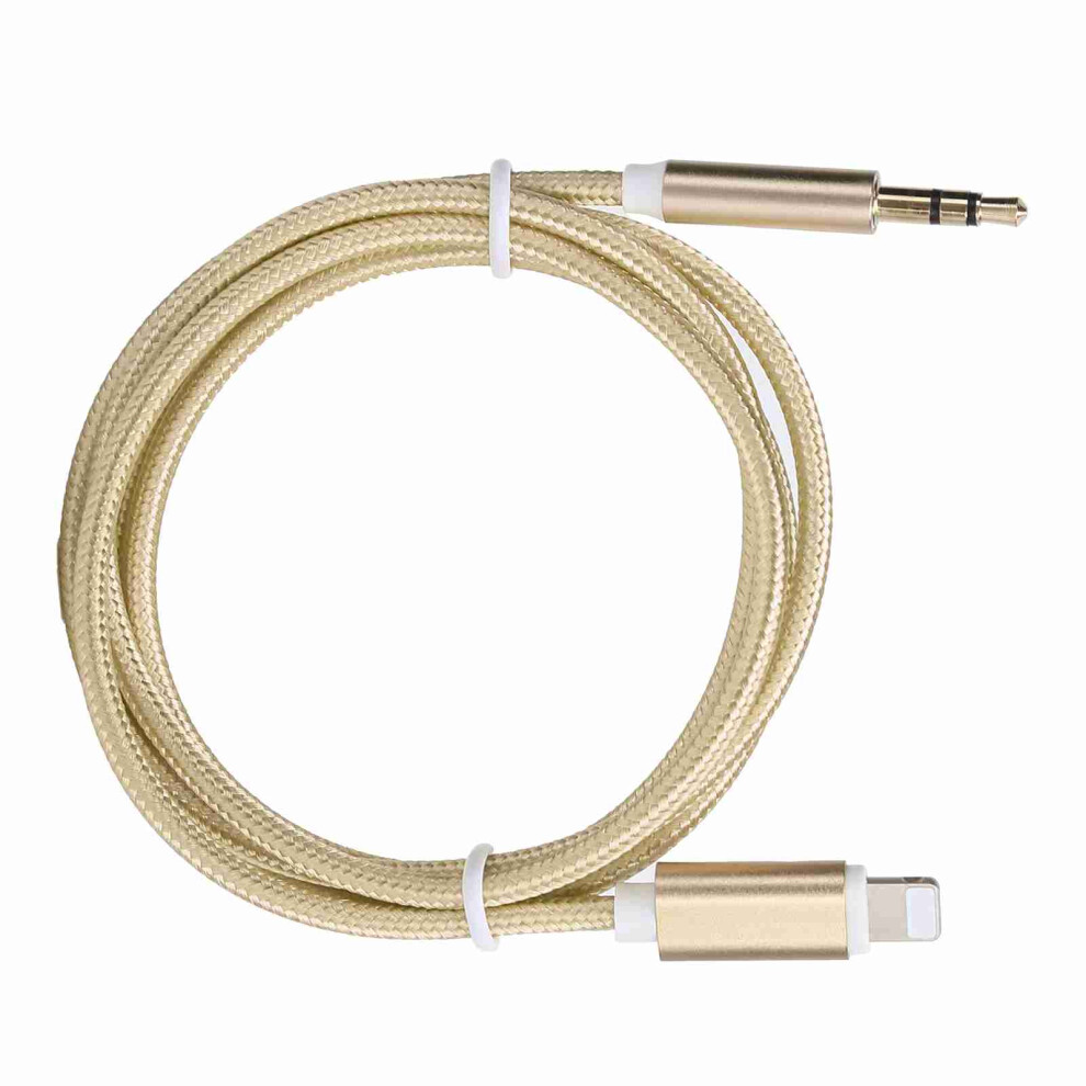 Nylon Braided Aux Audio Cable For Ios 12, 3.5Mm, 1M, Yellow 7641391818121