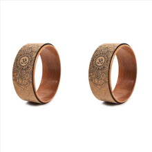 2X Cork Yoga Wheel for Poses and Backbends Inversions Wood-Effect Mand