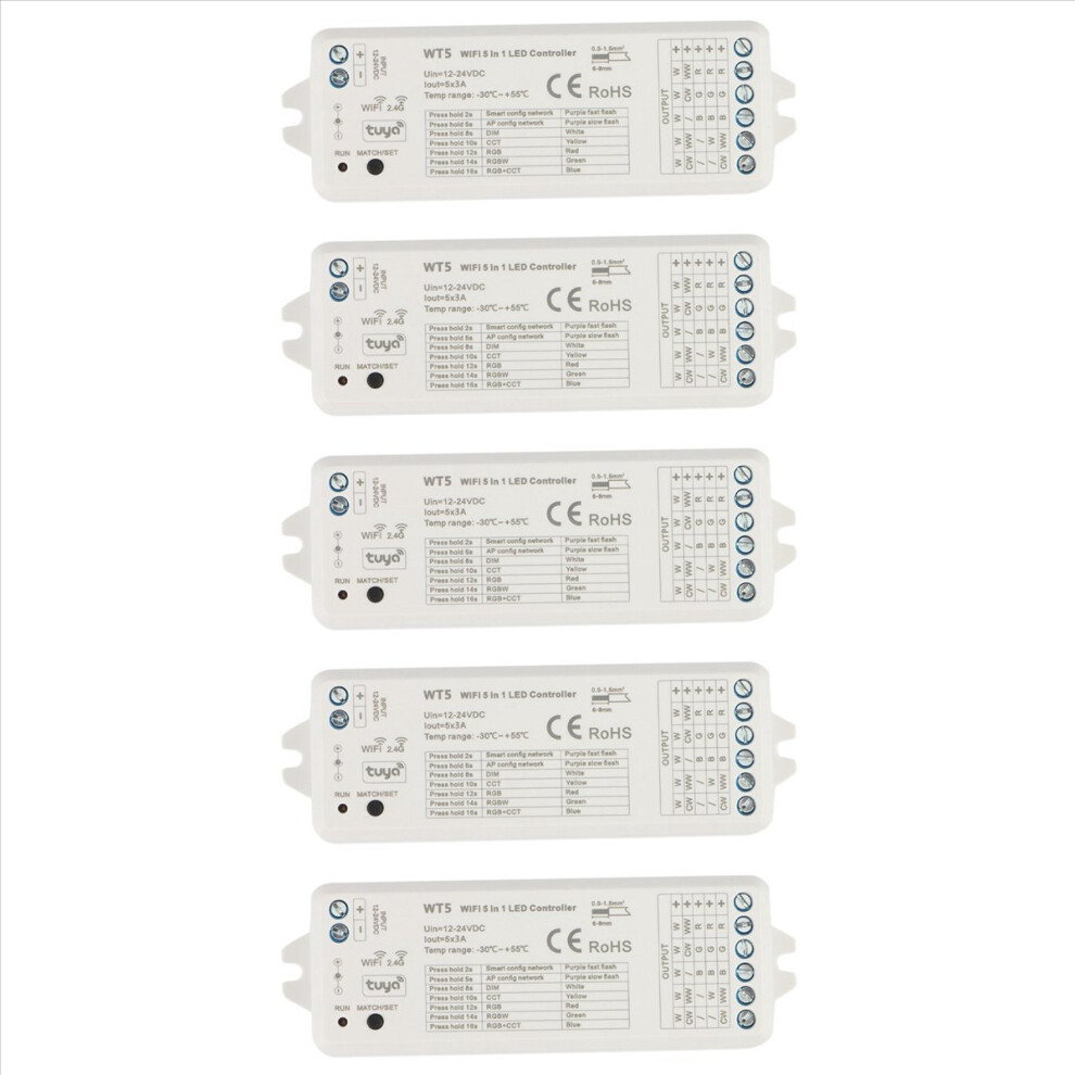 5X Tuya Led Controller 5 In 1 Dimmer Cct Rgb Rgbw Rgbcct Strip Smart L 4852426872336