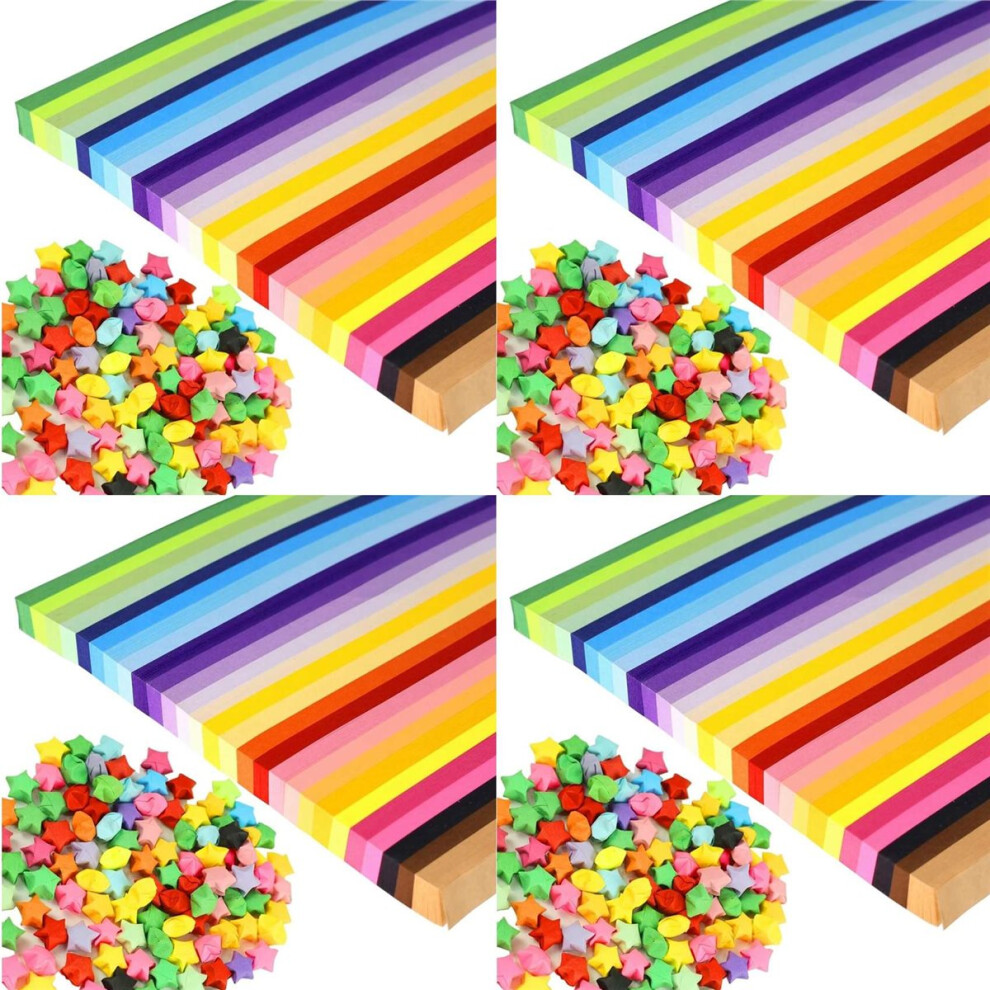 5400 Sheets Star Paper Strips 27 Assortment Color Lucky Wish Double Si 4852426881437