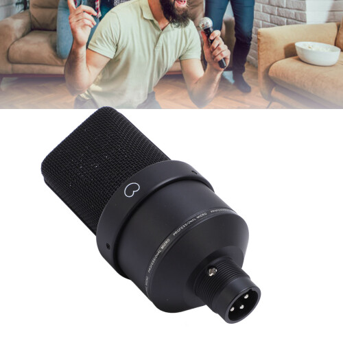 Studio Condenser Microphone 26mm Diaphragm with Shock Mount & XLR Cable Black
