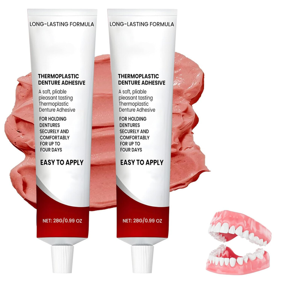 Gogerstar 2Pcs Denture Adhesives,Comfortable Refit Cushion Grip For Dentures,Waterproof False Teeth Adhesive,Extra Strong Hold Up To 4 Days