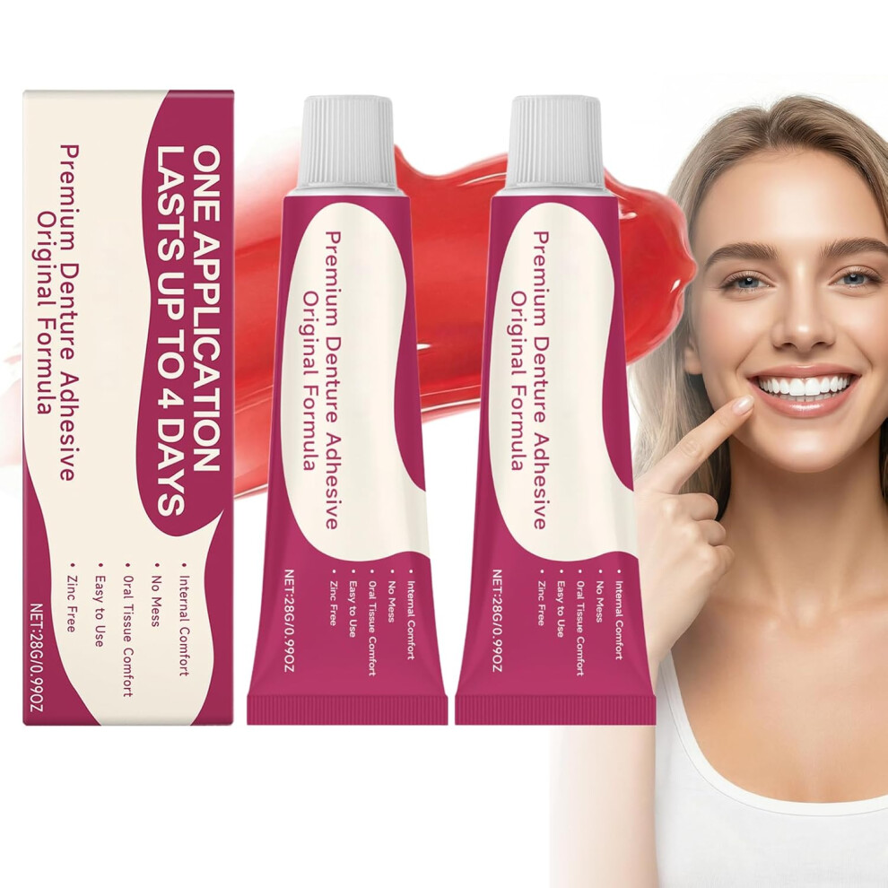 Gogerstar 2Pcs Cushion Grip Denture Adhesive Gel For Full & Partial Dentures, Strong Hold & Comfortable Gentle Secure Dentures Fixation Dentals Glue For Adults