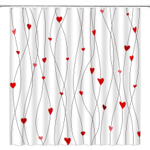 Duschvorhang Rotes Herz Geometrisches Streifenmuster 183 x 183 cm