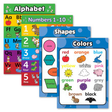 4 PCS Toddler Educational Posters ABC Alphabet Numbers Shapes Colors Laminated 18x24