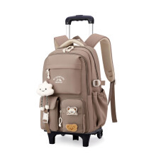 Rolling Backpack for Kids Girls Boys Elementary Middle School Bookbag 2 Wheels Khaki