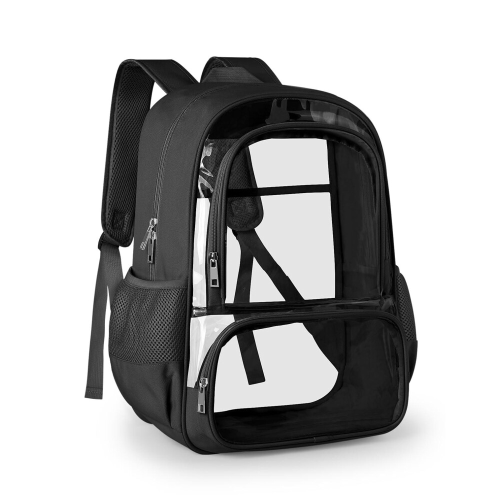 Clear Backpack Fabric Pvc Transparent Heavy Duty Large Capacity Travel Security Black 8586693879649