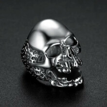 Bague homme en acier inoxydable, style gothique punk, motard, zombie, tĂŞte de mort, tailles 7-15-10, argent.