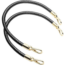 2PCS 20" Braided PU Leather Purse Straps, Replacement Handles Black
