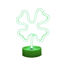 Neon Lamp, Four-Leaf Clovers Shaped Night Light, USB & Battery Powered, for St. Patrick's Day Wedding Birthday Party Camping Bedroom Bar (Green)