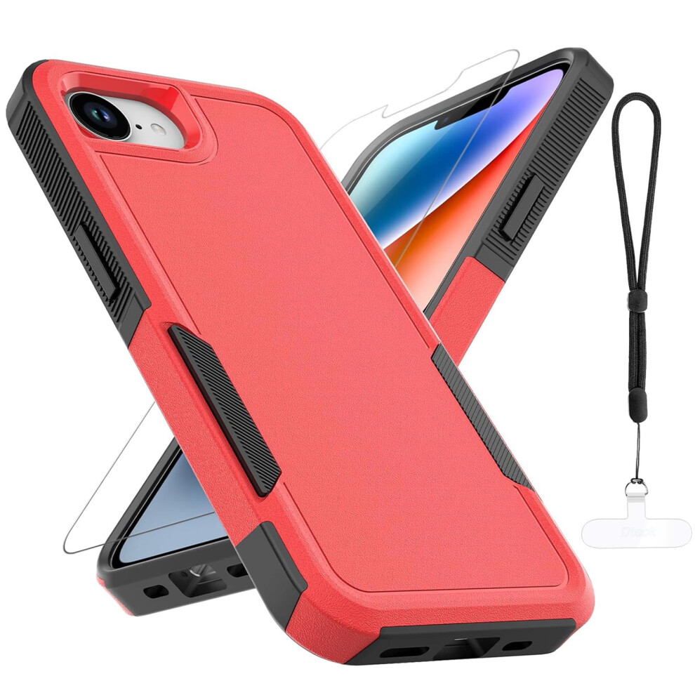 Iphone 16E Case With Screen Protector, Military-Grade Shockproof Cover For Iphone 16E 6.1" (2025), Red 9448483049306