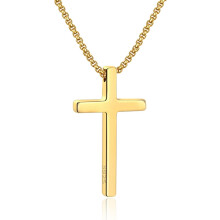 Men's Cross Necklace Stainless Steel Silver Black Gold