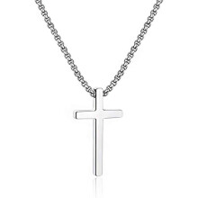 Men's Cross Necklace Stainless Steel Silver Black Gold