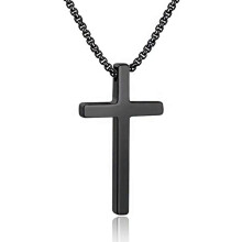 Men's Cross Necklace Stainless Steel Plain Pendant 16-30