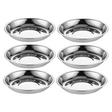 6pcs Stainless Steel Round Dinner Plates - Durable Metal Camping Plates