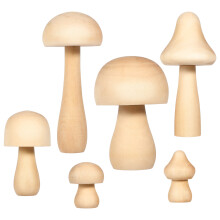 6pcs Mushroom Shape Wood Crafts Unfinished Craft Mushroom Kids Graffiti Crafts DIY Wooden Ornaments