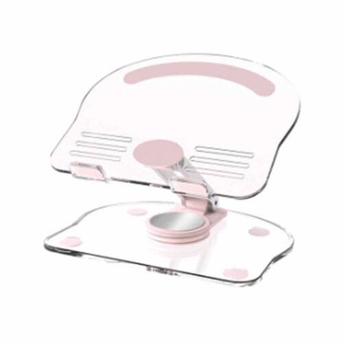 Acrylic Laptop Stand Pink Ergonomic Foldable 360 Rotating