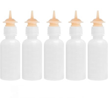 Pack of 5 reusable pet feeding bottles with silicone nipples, compatible with newborn kittens, puppies, rabbits, and small animals