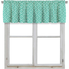 Blackout Emerald Green Greek Key Pattern Rod Pocket Short Window Curtain Valance for Kitchen Bedroom Decor, 52" x 18", Emerald Green, 1 Panel