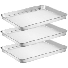 3pcs Stainless Steel Baking Pan Baking Tray Cookie Baking Sheet Food Serving Plate