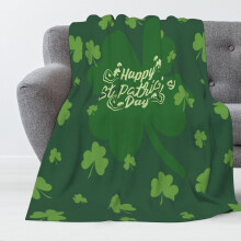 Luxury Plush St. Patrick's Shamrock Blanket, Green Clover & Gnome Design, Lightweight Soft Throw for Sofa/Bed – 40"x30", Compatible with Spring
