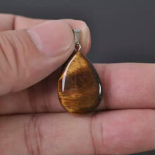 2pcs Natural Stone Gemstone Charms Pendants lot for Jewelry Necklace Making-Flat Teardrop (Tiger Eye) 32mm