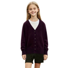 Dunkelblaue Häkelstrickjacke für Kinder, fleecegefüttert, V-Ausschnitt, Wollmischung, Anime-Print – Passend für 5-Jährige