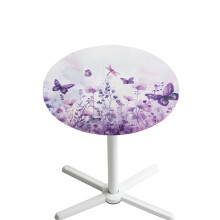Fitted Spandex Round Tablecloths 24" – Decorative & Practical High Top Covers for Pub, Bar, Party (Butterfly/Dragonfly/Flower/Violet)
