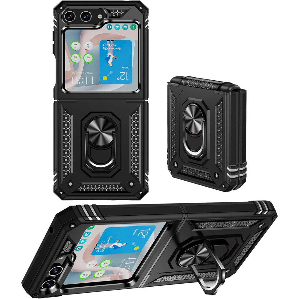 For Galaxy Z Flip 5 Case For Z Flip 5 Case, With Stand Shockproof Phone Case For Compatible With Samsung Galaxy Z Flip 5 Case- Black 9448483166089