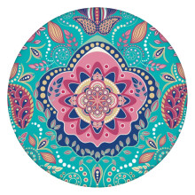 Elastic Edge Tablecloth for 45–52 Inch Round Table, Waterproof Oxford Fabric, Paisley Pattern, Great for Indoor and Garden Use