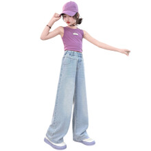 Girls Hiking Pants Lightweight Cargo Hiking Outerwear Back To School Outfits Kids Wide Leg Pant Sweat Pants (Blue, 13-14 Years)