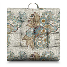 Square Paisley Meditation Cushion, Boho Floor Pillow for Sitting on Floor and Reading 22 x 22