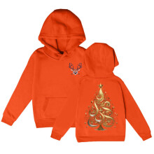 Sød juletræshættetrøje til børn, julesweatshirt med farverigt rensdyr, hyggeligt og varmt outfit til drenge og piger Z02 Orange & 11-12 år