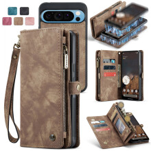 Leather Wallet With Card Holder Zipper Phone Case For Google Pixel 9 Pro XL High Quality Leather Phone Case