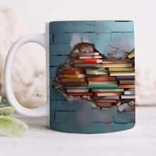 Library Bookshelf Mugs for Readers, Bookworm Mug Book Club Coffee Mug Tea Cup Bookish Gifts for Book Lovers 11oz (#7)