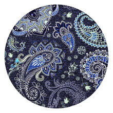 Elastic Edge Round Tablecloth, 44 Inch Diameter, Waterproof Oxford Fabric, Beautiful Paisley Design for Home and Garden