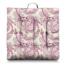 Paisley Meditation Cushion, Boho Floor Pillow, Square Yoga Cushion for Sitting and Reading 22 x 22