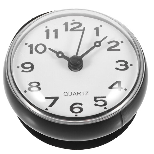 NICEXMAS Waterproof Silent Shower Clock Wall Clock Black 1Pcs
